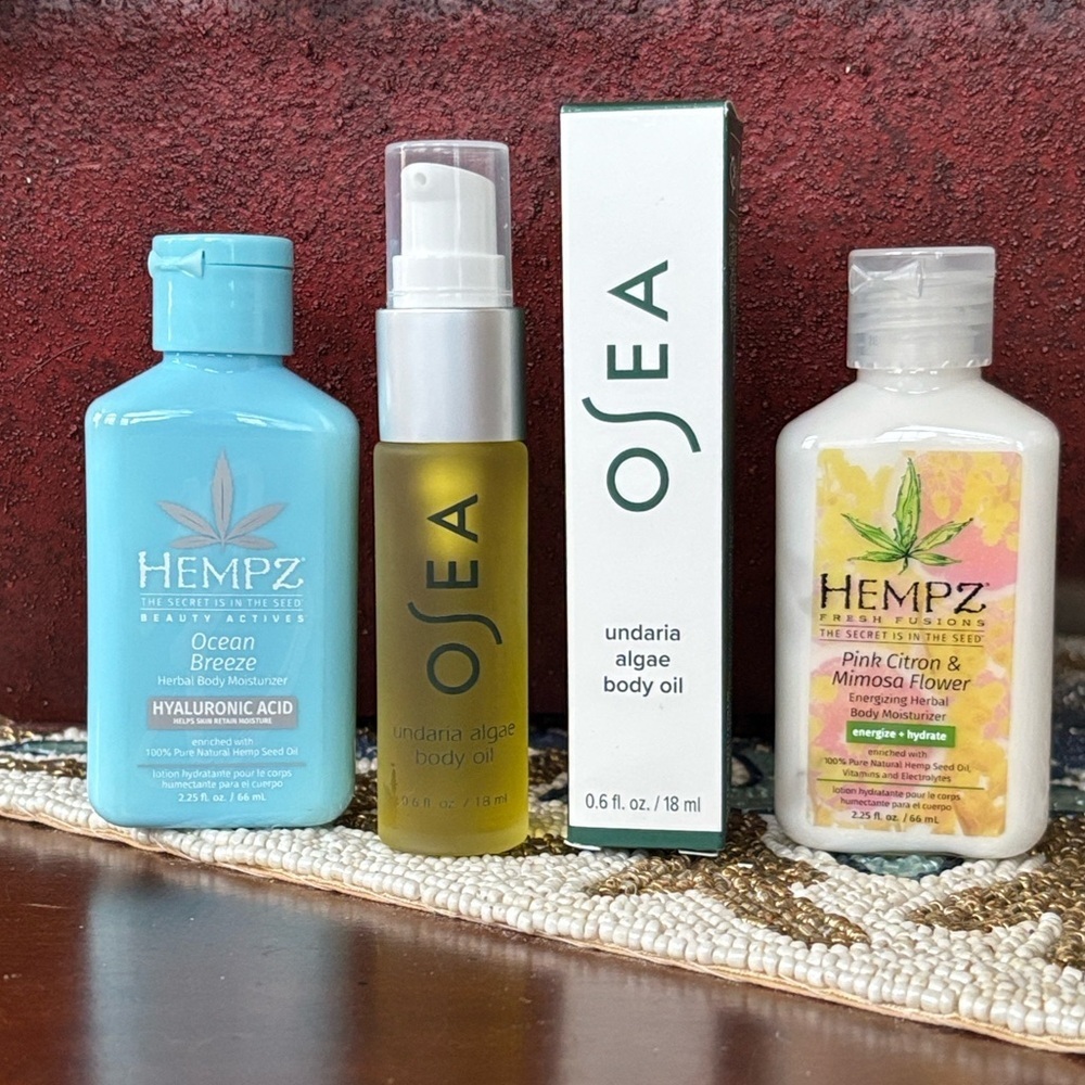 Brand New OSEA Undaria Algae Body Oil & Set of 2 HEMPZ Body Moisturizer Lotions